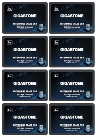 Gigastone 4TB NAS SSD Drive (8-Pack) 24/7 Durable High Endurance RAID Data Storage Network Attached Storage 2.5 SATA Internal Solid State Hard Drives