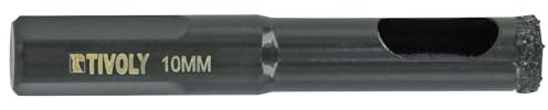 TIVOLY - Foret Diamant à Eau Ø10mm - Perçage du Carrelage, Grès-Cérame et de Carreaux en Céramic - Foret Diamanté Longue Performance - Queue à 3 Méplats pour Perceuse