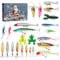 XIAOBAN Angelköder-Adventskalender für 2024, 24 Stück Fisch-Adventskalender, Angelhaken-Set für Süß- und Salzwasserangler, Weihnachtsgeschenke, Partygeschenke