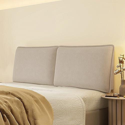 Gepolstertes Kopfteilkissen aus Kordsamt in Khaki, einfarbig, Bettrückwand, Wandkissen mit Streifen-Design, großes Kopfteil, Rückenlehnenstütze, abnehmbares Kopfteil, Schonbezug, verstellbar