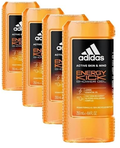 Adidas - Active Skin & Mind - Gel Douche Energy Kick Homme 250 ML (Lot de 4)