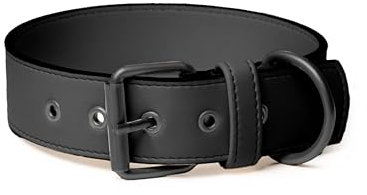 FriedaGreen Hundehalsband – Hochwertig & Farbecht, Robust & Langlebig, Fellschonend & Hypoallergen, Wasserfest, Apfel-Leder, Ultraleicht, Schwarz – Mittel-Große kleine Hunde