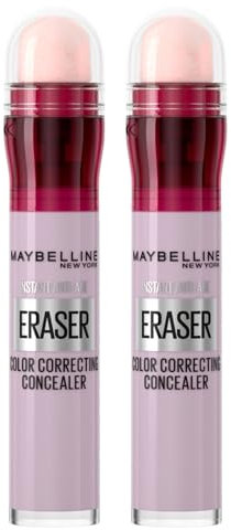 Maybelline New York Il Cancella Età Correttore Liquido Colorato per Colorito Giallastro e Sottotono Verde Anti Età Tecnica Color Correction Applicatore in Spugnetta Colore Purple - 2 Correttori