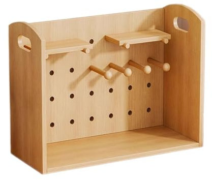 Regal Bücherregal Kleiner Desktop-Bücherregal-Organizer mit Haken, Dichtetafel-Ausstellungsständer, Rückwand mit Löchern, for die Aufbewahrung von Büchern auf dem Schreibtisch im Home-Office Bücherreg