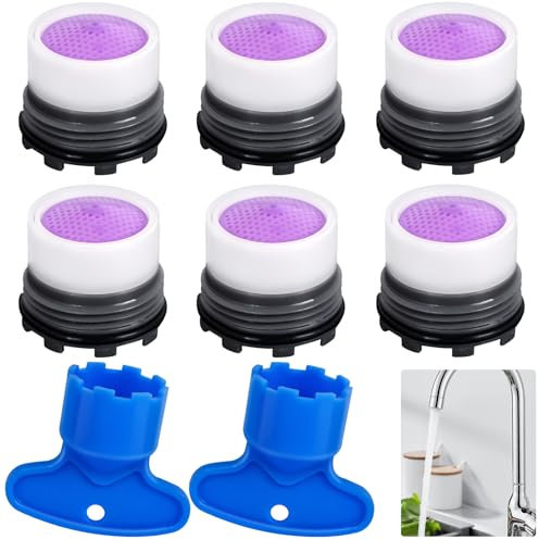 Aeratore Rubinetto M16, 6 Pezzi Filtri Rubinetto con 2 Chiave Rompigetto Rubinetto, Rubinetti Plastica Acqua Rubinetto per Lavandino Cucina e Bagno