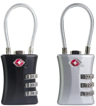 UP Security TSA Kofferschloss, kleines Zahlenschloss, TSA zugelassenes Gepäckschloss, Kombinationsschloss für Rucksack, Fitnessstudio, Waffenkoffer, Tasche, Kofferreißverschluss, Box (Schwarz+Silber)