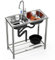 Fregaderos industriales Fregadero de dos senos Acero Inoxidable Fregadero Cocina,78×43×82cm Móvil Exterior Jardin Fregadero Acero Inoxidable 2 Compartimientos Grifos and Escurrido,Fácil De Montar