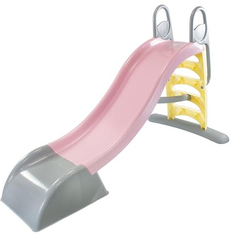 Mochtoys Scivolo per bambini – 180 cm di lunghezza per interni ed esterni, resistente ai raggi UV, grande guida per bambini, collegamento dell'acqua, scivolo, rosa/grigio