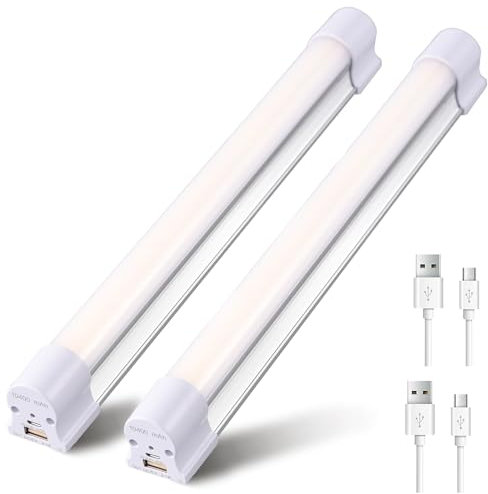 Letour 2 Packs Camping Lights, LED Tube Magnetic Work Light Bar 120W 1200Lumens 5 Dimmable Levels Camping Lantern USB Rechargeable Magnetic Lights Endurance for 80Hours (LT-LTK120 120Watts)