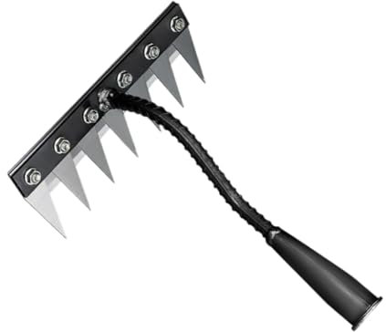 Rateau de Désherbage Outils Jardinage, Râteau de Jardin en Métal Robuste, Râteau à Feuilles, Râteau à Pelouse, Outil de Désherbage de Jardin Outil de Désherbage des Mauvaises Herbe, 7 Dents