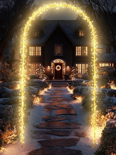 Lomotech Weihnachts-Lichtbogen – 2,5 m, 360 LEDs, Eisenstange, Torbogen, 8 Modi, wasserdicht, Weihnachtsbeleuchtung mit Timer für Rasen, Hof, Gehweg, Garten, Party, Urlaub, Weihnachtsdekoration