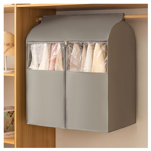 DOUZIO Buste Copriabiti Antipolvere, Custodie per Abiti, Borse Protettive da Appendere, Custodia per Vestiti di Grande capacità Non Tessuta Copriabiti con Cerniera(Size:78×52×85cm,Color:Grigio)