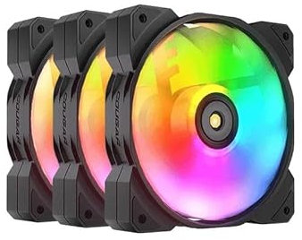 Ventilador ARGB de 120 mm, pack de 3, con iluminación RGB, soporte de alto flujo de aire y bajo ruido, ideal para mejorar la refrigeración en PC.