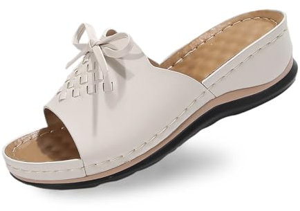 Générique Scarpe da donna rosse da indossare tutti i giorni, comode con punta aperta e tacco a zeppa, per un relax e uno stile eleganti stivali alti da donna tacchi a lacci, bianco, 40 EU