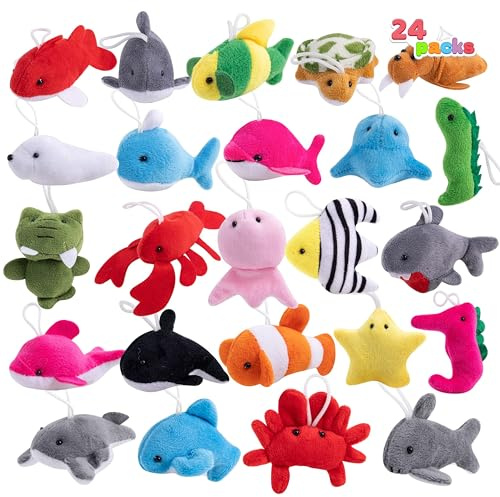 Freefire 24 Stück Mini Plüschtiere, Meerestier für Kindergeburtstagsparty, Kuscheltier Klein, Kleine Geschenke für Kinder, Adventskalender Füllung, Mitgebsel Kindergeburtstag ab 3+ Jahre