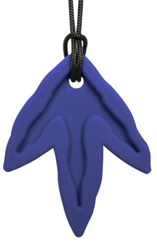 ARK Kauhalskette Dino Spuren inkl. Logostar® Praxisleitfaden – orale & sensorische Stimulation – verschiedene Härtegrade – BPA-frei & spülmaschinenfest (dunkelblau, weich)