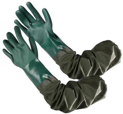 Gyism 30 Extra Long Rubber Gloves for Cleaning 75cm, Waterproof Chemical Gloves Men, Pond Gift, Pond Gloves for Resist Strong Acid, Alkali, Oil
