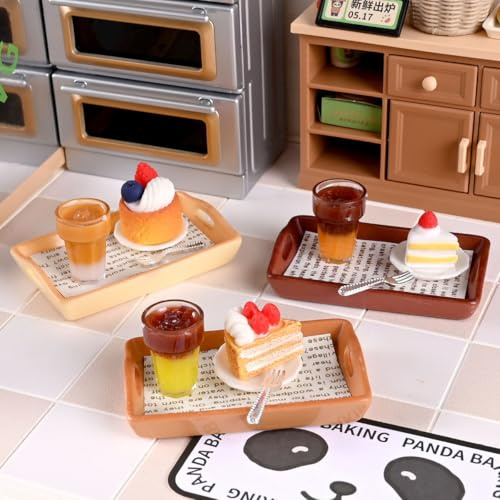 KARLOR 15 Stück Mini Kuchen Kaffee Set, Miniatur Latte Americano Kaffee Mini künstlich Torte Getränke Nachtisch Dessert Mini Szene Dekoration Computer Monitor Auto Tischdeko Basteln Geschenk