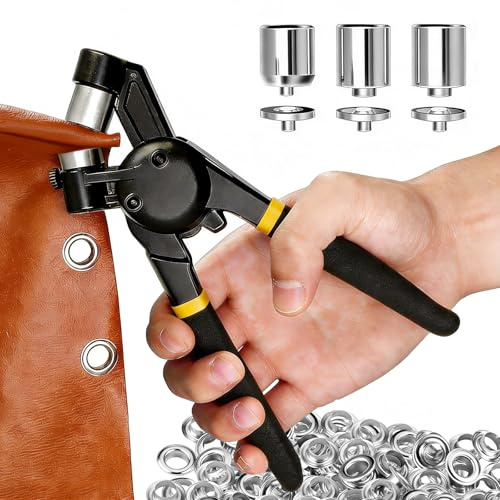 6/10/12 Eyelet Punch Kit,Grommet Kits with 600 Different Eyelet Sizes and Bag,Hole Puncher Set for DIY Tarpaulin Ring Repair,For Fabric, Belts, Poster, Canvas