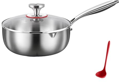 Titanium Hammered Pan Pro With Lid, Cazuela Yukihira de Titanio, Sin Revestimiento, Resistente a Arañazos, Con Diseño de Doble Boquilla, Apta para Todo Tipo de Cocinas (20cm)