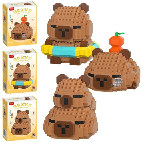 WFKKMEQ Capybara Building Blocks Set, Bauspielzeug Cartoon Micro Building Micro Bausteine Spielzeug 3D Mini Puzzle Buildings Kit Anime Blocks Spielzeug Bauklotz Figuren Geschenke für Geburtstag