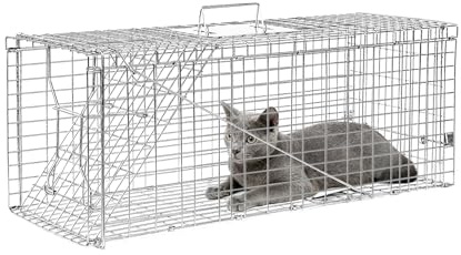 Tcowoy 78×29×30 cm Zusammenklappbarer Käfig zum Einfangen lebender Tiere | Humane Lebendfangkäfige, geeignet zum Einfangen von streunenden Katzen, Waschbären, Eichhörnchen und Kaninchen