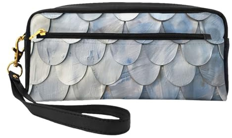 Silver Fish Scale Print Women Makeup Bag Cosmetic Pouch Stationery Pencil Case Toiletry Travel Companion
