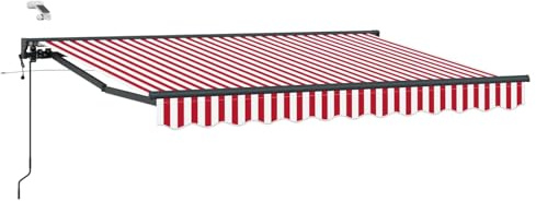 vidaXL Elektrische ausziehbare Markise Rot, Weiß, Anthrazit 3 x 2,5 m, Garten Schattenlösungen, modernes Freiluftzelt, ausziehbares Markisen, elektrische Sonnenschutz, Verstellbarer Schirm