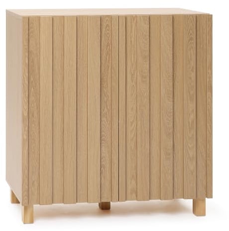 Hometopia Sideboard Holz mit 2 Türen und Kiefernholz Beinen, Aufbewahrungsschrank für Wohnzimmer, Küchenschrank Schmal mit Verstellbarem Einlegeboden, Flur Wohnzimmer Möbel, 80×80×35 cm