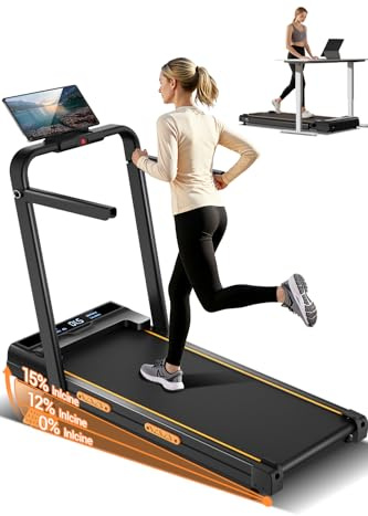 4-in-1 Walking Pad with 15% Incline, 10KM/H Foldable Treadmill for Home, 3.0HP Silent Brushless Motor, 159KG Heavy Duty Capacity, Ultra-Slim Running Machine with Remote Control for Home Office