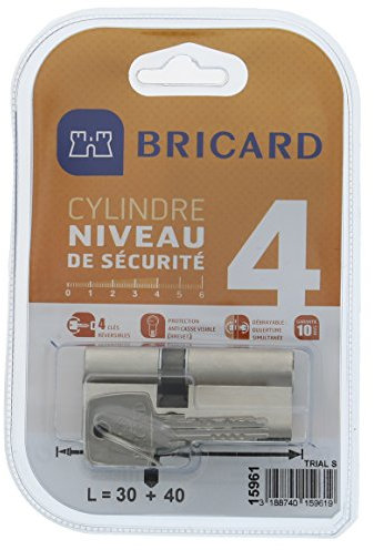 Bricard 15961 Cylindre Trial S 30+40 nickelé double entrée/niveau de sécurité 4