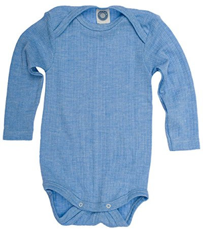 Cosilana, Baby Body Langarm,45% KBA Baumwolle, 35% kbT Wolle, 20% Seide (98/104, Blau meliert)