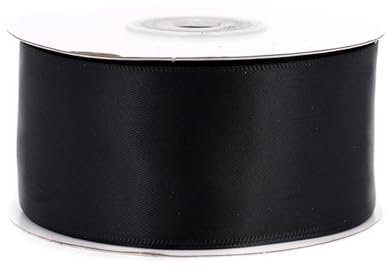 Doppelseitiges Satinband 38mm x 20m Rolle - FARBAUSWAHL in 6/10/25/38mm - farbecht & waschbar - Schleifenband für Hochzeit - Geschenkband zum Verpacken Dekorieren Basteln - Schwarz 030