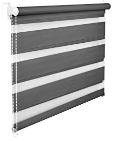 KS Handel 24 DOPPELROLLO DUOROLLO 55 cm BREIT 150 cm LANG Grafit INKL. SEILZUG FENSTERROLLO KLEMMROLLO Jalousie