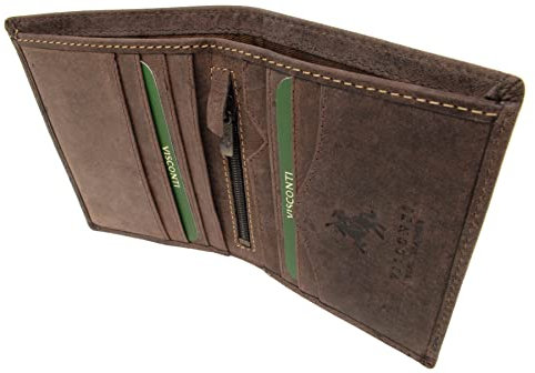 VISCONTI - Petit Portefeuille Homme Cuir - Porte Carte - 6 Emplacements pour Cartes et Poche à Monnaie - RFID - Boîte Cadeau - 705 Arrow - Marron