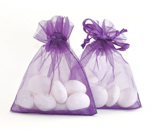100 sacchetti in organza per bomboniere da nozze o altri eventi, LILAC, 10 x 14cm (Large)