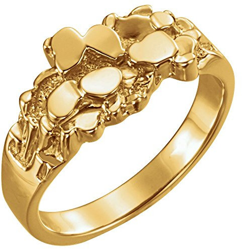 10 Karat Gelbgold, 10 mm, poliert, Nugget-Ring, Größe V 1/2, Schmuck Geschenke für Männer – Höhere Goldqualität als 9 Karat Gold