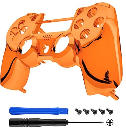 eXtremeRate PS4 Controller Obere Hülle Case Schutzhülle Cover Oberschale Skin Schale Gehäuse Shell für Playstation 4 PS4 Slim PS4 Pro Controller CUH-ZCT2 JDM-040 JDM-050 JDM-055(Chrome Orange)