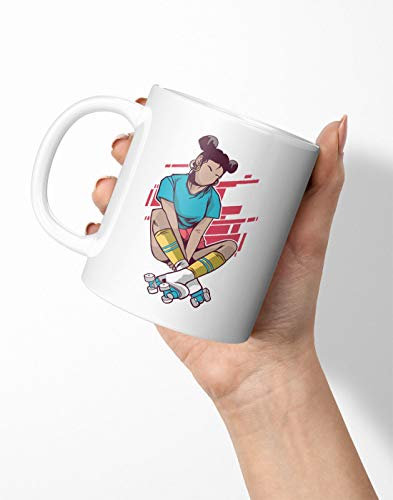BLAK TEE Anime Roller Girl Illustration Porcelain Coffee and Tea Mug 330 ml