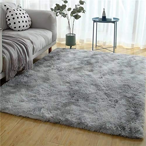 HMHD Hochflor Faux Lammfell Teppich, Balkon Teppich Schurwolle Teppiche, Teppiche für Flur, für Schlafzimmer Kinderzimmer. -Light grey-80x160CM