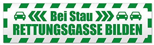Kiwistar - Autoaufkleber - Rettungsgasse Stau gestreift - Hinweis Sticker selbstklebend für Kfz, Fahrrad, PKW, LKW - Auto Aufkleber Heckscheibe, Stoßstange