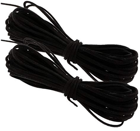 Inzopo 2 x 2 mm x 5 m PU-Lederschnur, Wildlederschnur für Halskette, Armband, Perlen, Draht, geflochten, DIY-Schmuck – schwarz, 5 m schwarz