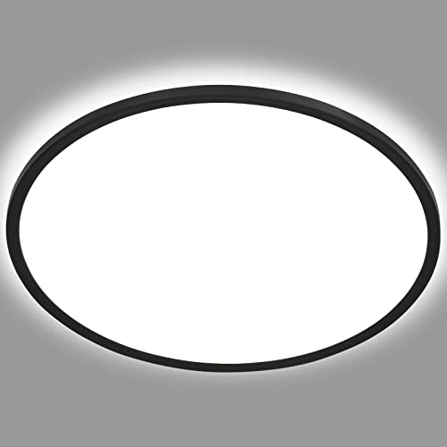 BRILONER - LED Deckenlampe mit indirektem Licht, flach, neutralweiße Lichtfarbe, Lampe, Deckenleuchte, Wohnzimmerlampe, LED Panel, Küchenlampe, Deckenbeleuchtung, 42x2,9 cm, Schwarz