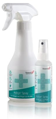 Tierarzt24 ACTICYN Spray reinigt Wunden von Tieren physikalisch, effektiv und schnell - für Jede Haus- und Stallapotheke. Farblos und schmerzfrei in der Anwendung. Einfach aufsprühen - 350 ml