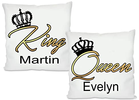 King & Queen Partnerkissen personalisiert mit Namen Liebste| Fotokissen | Motivkissen | bedrucktes Kissen | Baumwolle | Kissen | Kuschelkissen (Set: King & Queen, ohne Kissenfüllung)