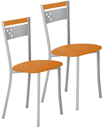 ASTIMESA SCCABNA Dos sillas de Cocina, Metal, Naranja, Altura de Asiento 45 cms