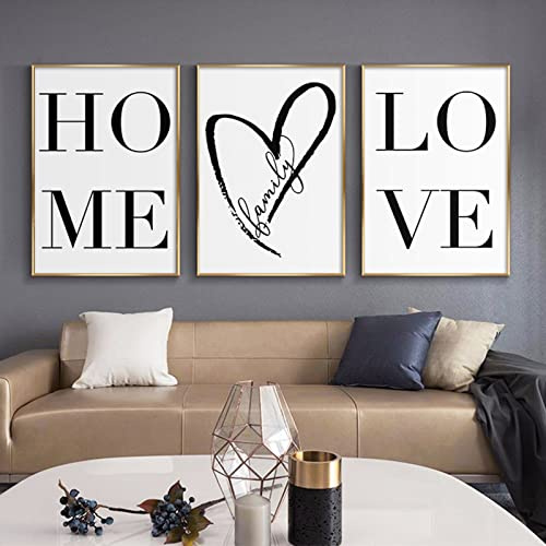 EXQULEG 3-teiliges Premium Poster-Set,Schwarz und Weiß Wandposter Posterset,Ohne Rahmen,Wand Deko Bild,Wandschmuck für Schlafzimmer und Wohnzimmer (Home,30x40cm)