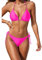 Holipick Zweiteiliges Triangel-Bikini-Set für Damen, String-Badeanzug, Neckholder-Top mit seitlicher Bindung, Bikinihose, neon pink, XX-Large