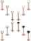 Milacolato 12Pcs 16G Piercing Tragus Labret Oreille Helix Acier Chirurgical Tragus Studs Clou Argent Or Rose, Clair CZ Opale Piercing Nez Lèvre Cartilage Piercing Bijoux Pour Femme Homme RG6mm