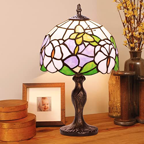 Lampe Tiffany 8 Pouces Rétro Tiffany Lampe en Verre avec Abat-Jour en Vitrail Artisanal et Base en Métal pour Décorer la Chambre à Coucher le Salon le Bureau